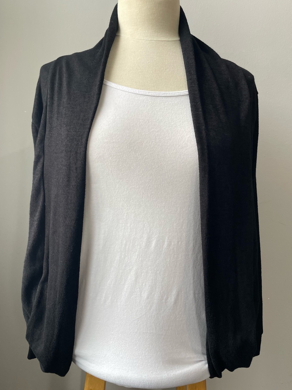 SWS Black Open Front Lightweight Cardigan Drape Jacket Large / L